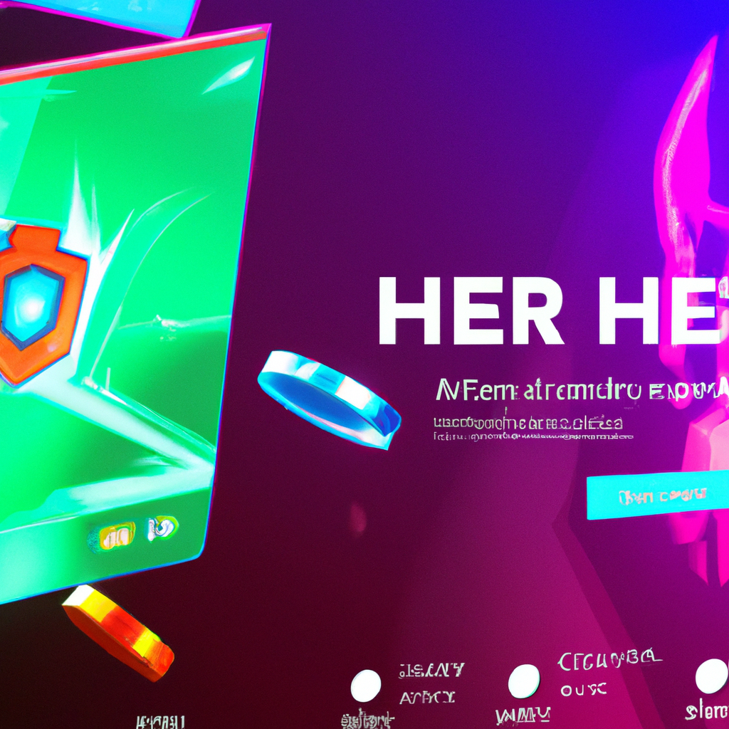 Hero gameplay montage: neon arena, avatars dueling, UI overlays